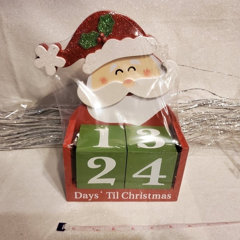 Christmas Santa Claus Wooden Block Holiday Countdown Advent Calendar